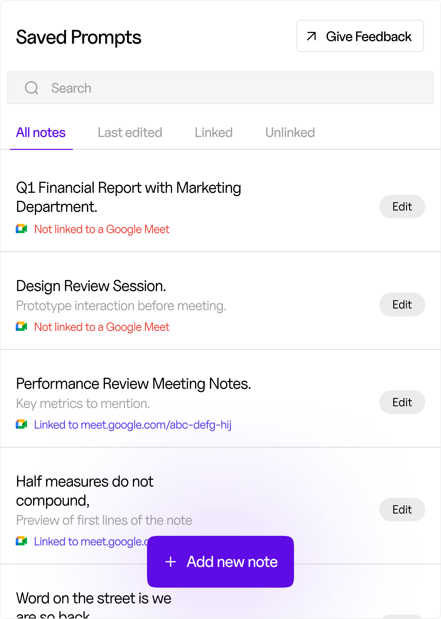 Save, edit and revisit your meeting notes