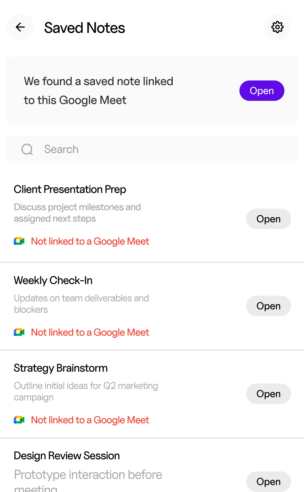 Sync your notes to Google Meet links